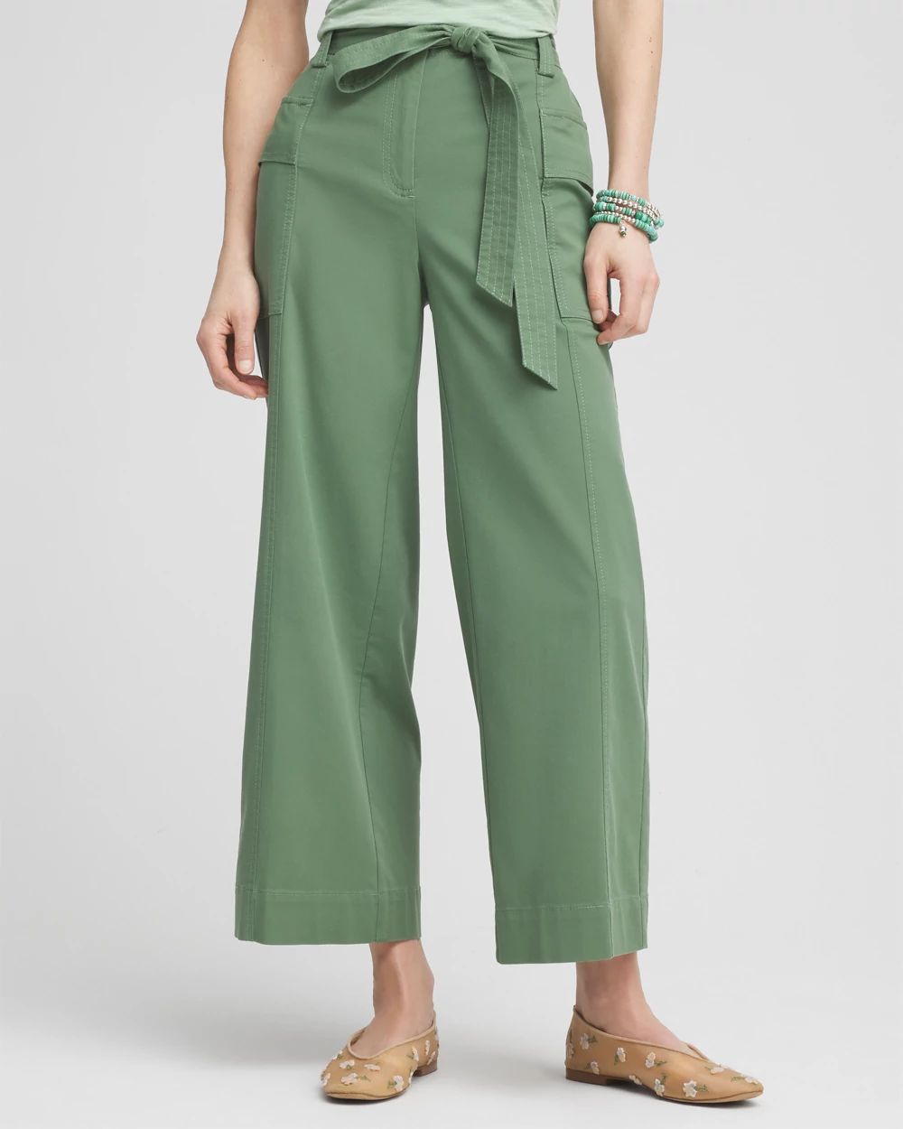 Belted Twill Utility Cropped Pants | Chico's Belted Twill Utility Cropped Pants | Chico's